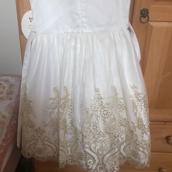 NWT gold lace sparkle flower girl communion dress - Picture 9 of 16